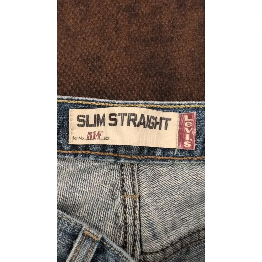 Levis 514 Slim Straight Jeans Mens 33x30 Light Wash Blue Denim 100% Cotton